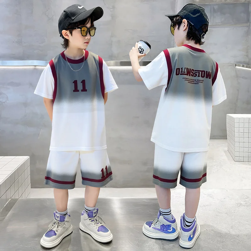 New Summer Tween Boys Basketball Jersey Kids Clothing Set Sports T-shirt Shorts Clothes Suit for Teens Child Sportswear Age 5-14
New Summer Tween Boys Basketball Jersey Kids Clothing Set Sports T-shirt Shorts Clothes Suit for Teens Child Sportswear Age 5-14
