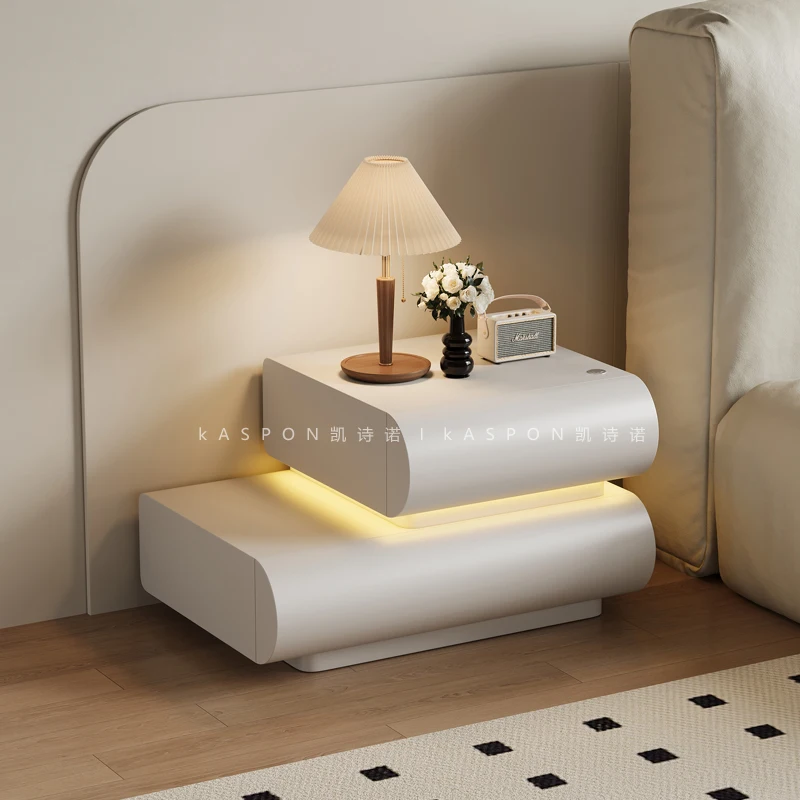 Solid wood cream wind leather light luxury high sense modern simple smart bedroom bedside cabinet
Solid wood cream wind leather light luxury high sense modern simple smart bedroom bedside cabinet