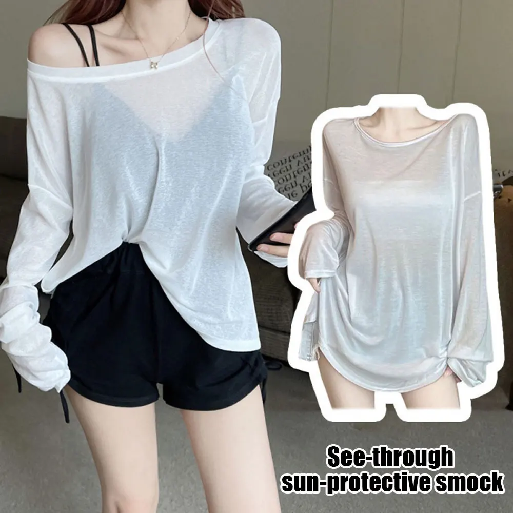 Summer See Through Long sleeve T Shirt Women Thin Perspective Slim Shirts Y2K Top Sunscreen Female Pullovers Basic Long Tees
Summer See Through Long sleeve T Shirt Women Thin Perspective Slim Shirts Y2K Top Sunscreen Female Pullovers Basic Long Tees