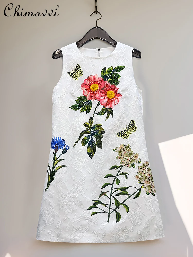 French Elegant Retro Socialite Dress Heavy Industry Bead Printing Crew Neck Sleeveless High Waist Slim A-line Short Dress Women
French Elegant Retro Socialite Dress Heavy Industry Bead Printing Crew Neck Sleeveless High Waist Slim A-line Short Dress Women
