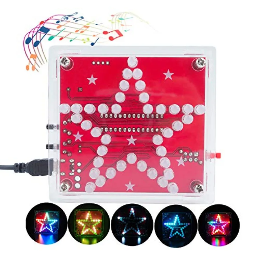 Star Shaped Soldering Practice Kit Electronics DIY Soldering Project, Colorful Flashing with Beep Music for Practicing Assemble
Star Shaped Soldering Practice Kit Electronics DIY Soldering Project, Colorful Flashing with Beep Music for Practicing Assemble