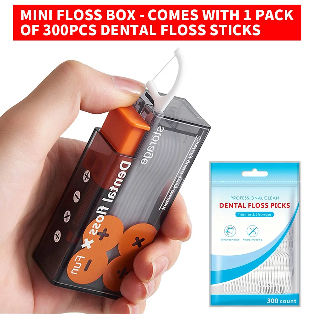 (Comes with 1 pack of 300 dental floss sticks) Mini convenient dental floss box - oral care interdental cleaning tool
(Comes with 1 pack of 300 dental floss sticks) Mini convenient dental floss box - oral care interdental cleaning tool