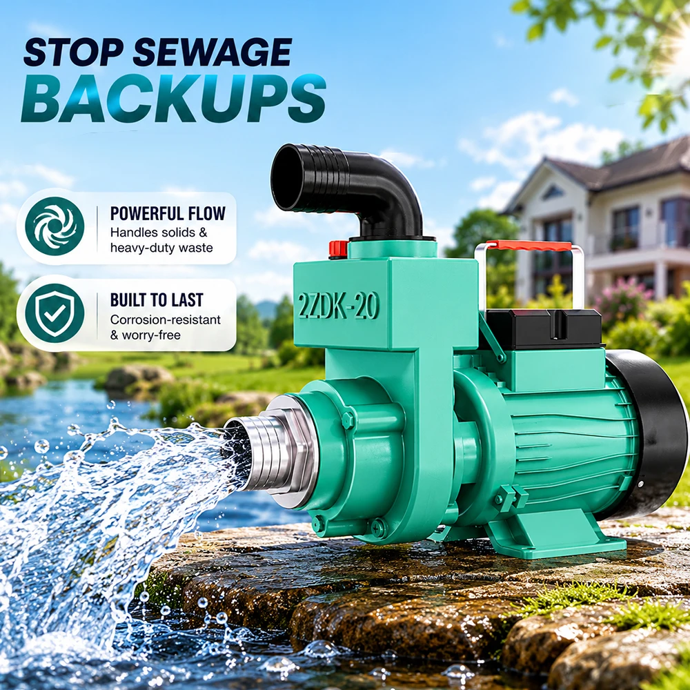 220V High Flow Water Pump Self-Priming Centrifugal Pump for Clean and Sewage Water Pump Farm Irrigation and Home Use
220V High Flow Water Pump Self-Priming Centrifugal Pump for Clean and Sewage Water Pump Farm Irrigation and Home Use