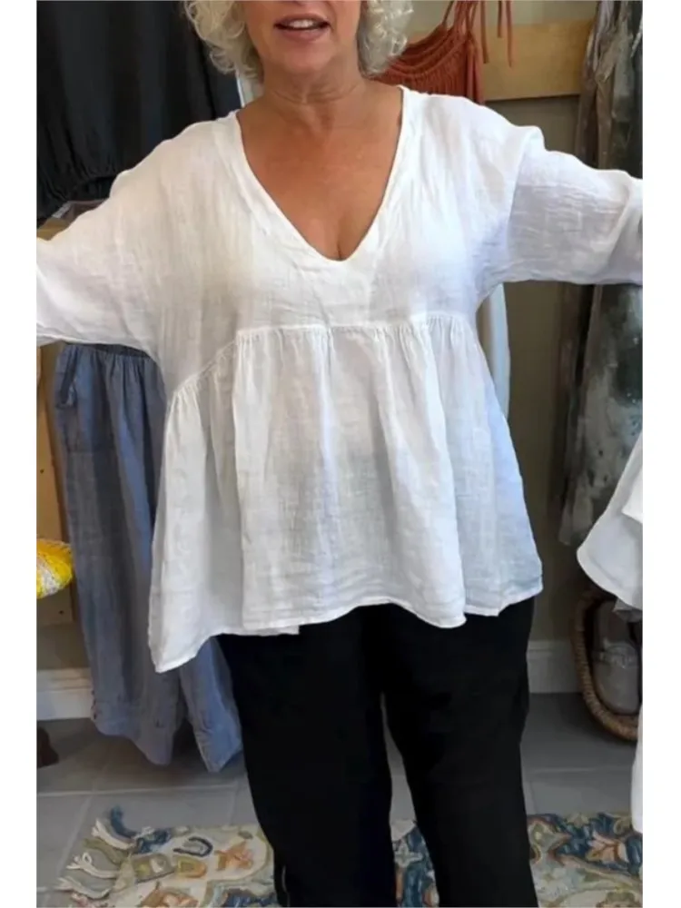 Casual Loose Solid Shirt Tops For Women Fashion Sexy V Neck Long Sleeve Long Sleeve Ruffles Shirts Lady Spring Holiday Clothes
Casual Loose Solid Shirt Tops For Women Fashion Sexy V Neck Long Sleeve Long Sleeve Ruffles Shirts Lady Spring Holiday Clothes