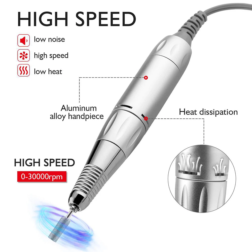 0-30000rpm Electric Nail Drill Handpiece Replacement Portable Metal E-File Grinding Handle Universal 3/32 Nail Equipment
0-30000rpm Electric Nail Drill Handpiece Replacement Portable Metal E-File Grinding Handle Universal 3/32 Nail Equipment