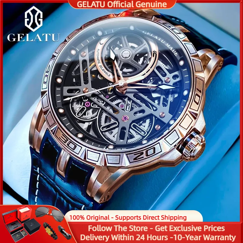 GELATU 6015 Top Brand Men Automatic Mechanical Watch Leather Silicone Strap Luxury Hollow out Luminous Sapphire Mirror Men Watch
GELATU 6015 Top Brand Men Automatic Mechanical Watch Leather Silicone Strap Luxury Hollow out Luminous Sapphire Mirror Men Watch