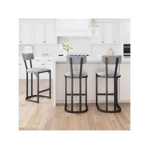 Bar Stools Set of 2 4 6 8 Counter Height Kitchen Island Chairs with Back Modern Upholstered Metal Tall Barstools for Dining