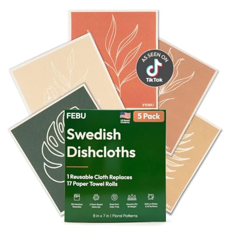 Swedish Dishcloths for Kitchen 5 Pack Floral Reusable Paper Towels Washable Swedish Dish Towels Non-Scratch Cellulose Sponge Cl
Swedish Dishcloths for Kitchen 5 Pack Floral Reusable Paper Towels Washable Swedish Dish Towels Non-Scratch Cellulose Sponge Cl