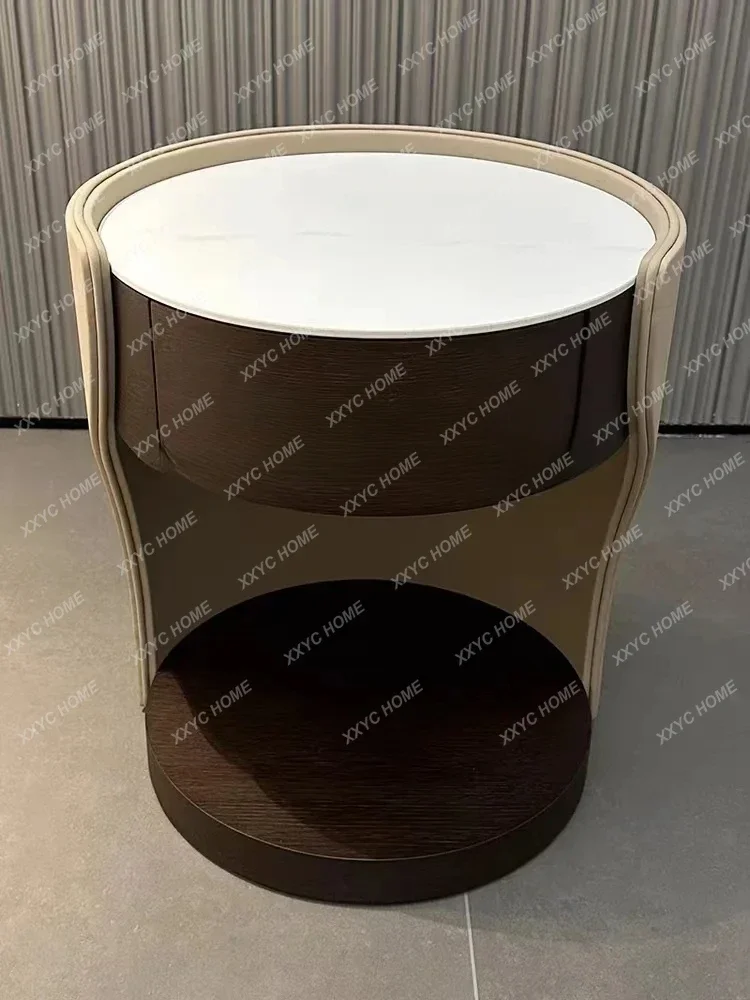 A Italian Minimalist Western Leather Solid Wood round Stone Plate Bedside Table Light Luxury Bedroom Bedside Cabinet
A Italian Minimalist Western Leather Solid Wood round Stone Plate Bedside Table Light Luxury Bedroom Bedside Cabinet
