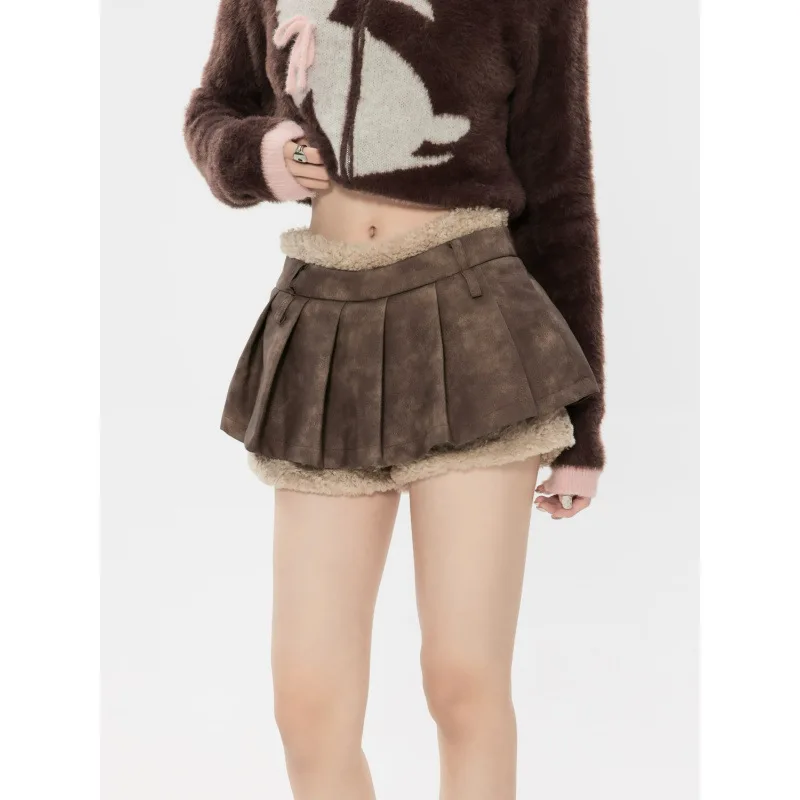 American Short Skirt Autumn and Winter New Hottie Retro Fur Short Skirt Pants for Women High Waist Slimming Versatile Skirt
American Short Skirt Autumn and Winter New Hottie Retro Fur Short Skirt Pants for Women High Waist Slimming Versatile Skirt
