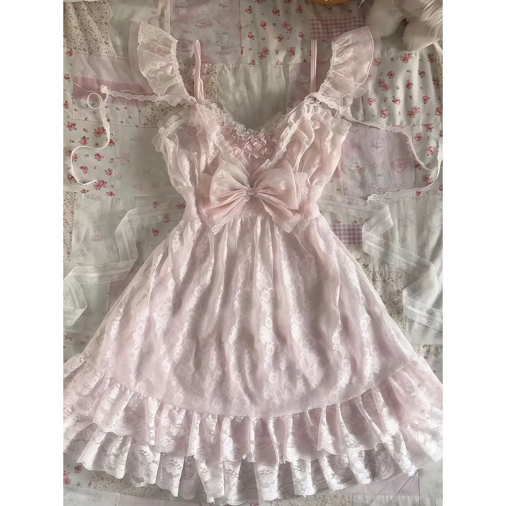 2026 New Summer Sweet New Pink Bow Dress Set Women's Fashion Kawaii Cute Lace Hoodie French Designer Slimming A-Line Lace Dress
2026 New Summer Sweet New Pink Bow Dress Set Women's Fashion Kawaii Cute Lace Hoodie French Designer Slimming A-Line Lace Dress