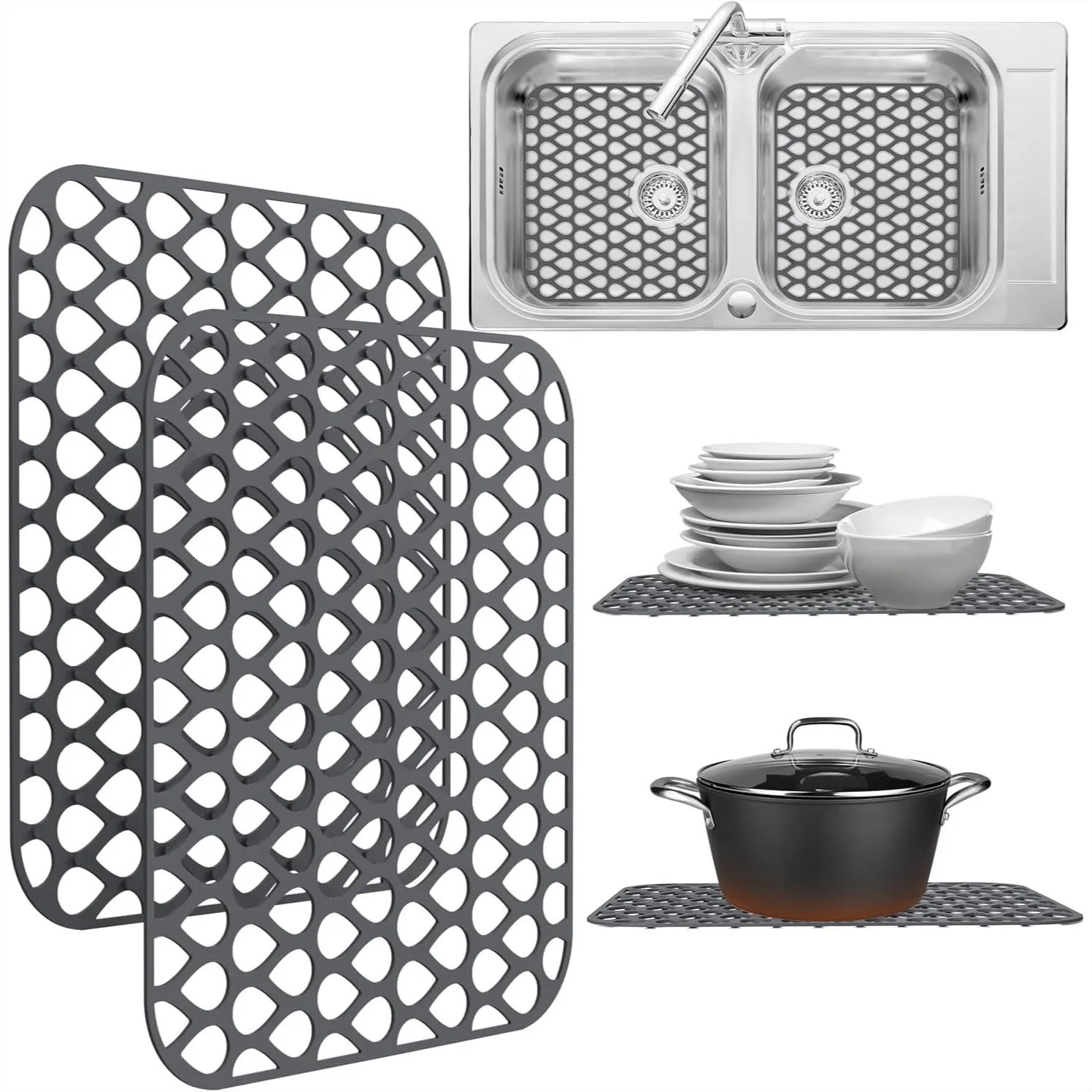 Silicone Sink Protectors for Kitchen Sink – 2 Pack Heat-Resistant & Non-Slip Mats, Custom Fit for Double Basins
Silicone Sink Protectors for Kitchen Sink – 2 Pack Heat-Resistant & Non-Slip Mats, Custom Fit for Double Basins