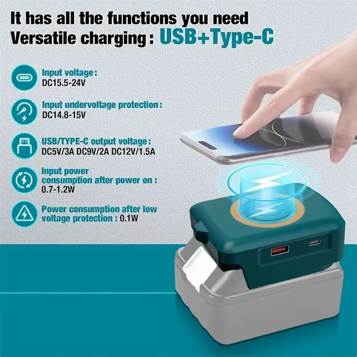A72P USB Charger Adapter Type-C Phone Fast Charger for 18V BL1840 BL1850 BL1860 Li-Ion Battery Portable Power Supply
A72P USB Charger Adapter Type-C Phone Fast Charger for 18V BL1840 BL1850 BL1860 Li-Ion Battery Portable Power Supply