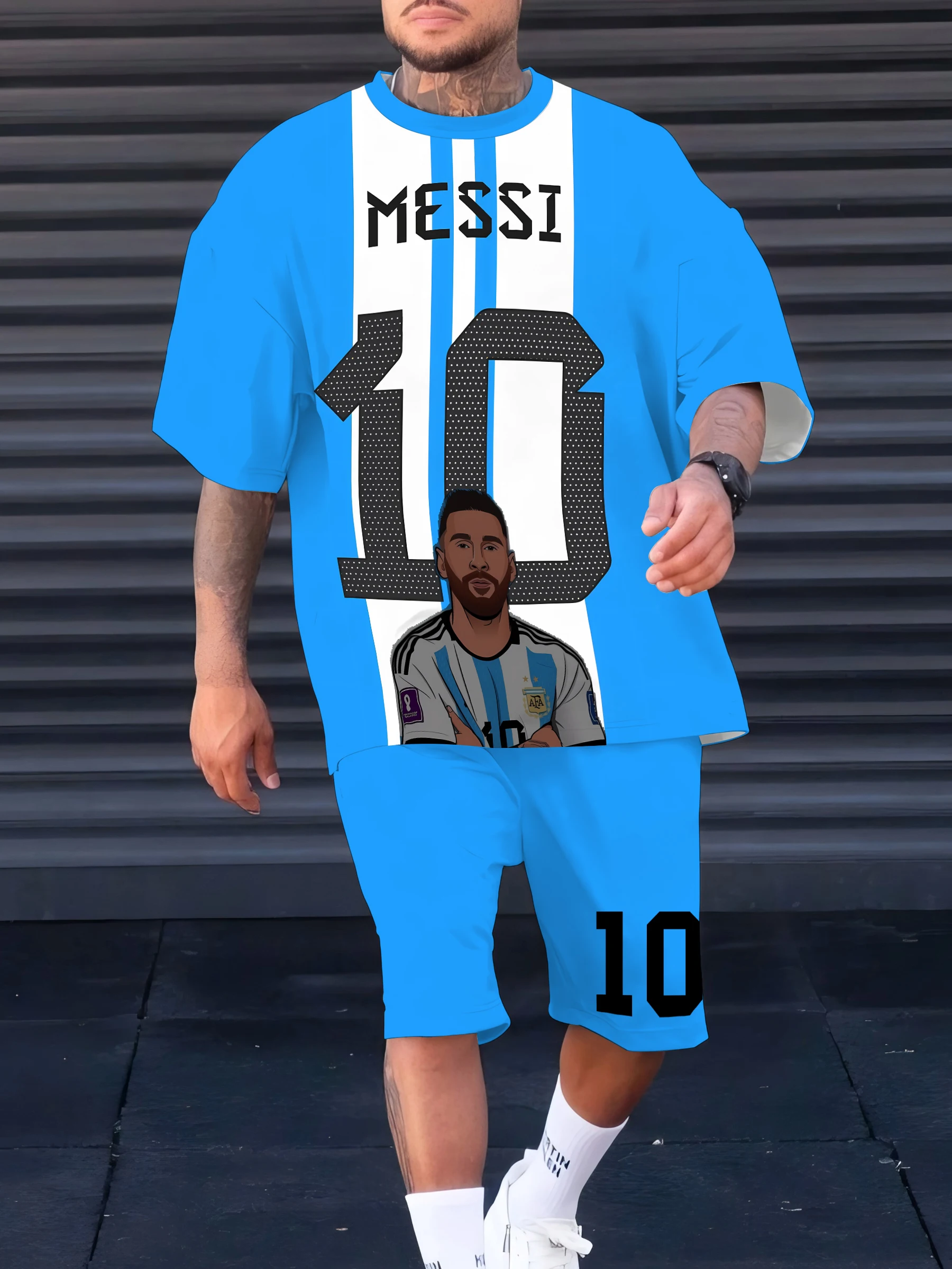 Новый летний мужской костюм 2025 года с 3D принтом Messi, футбольная повседневная спортивная одежда
Новый летний мужской костюм 2025 года с 3D принтом Messi, футбольная повседневная спортивная одежда