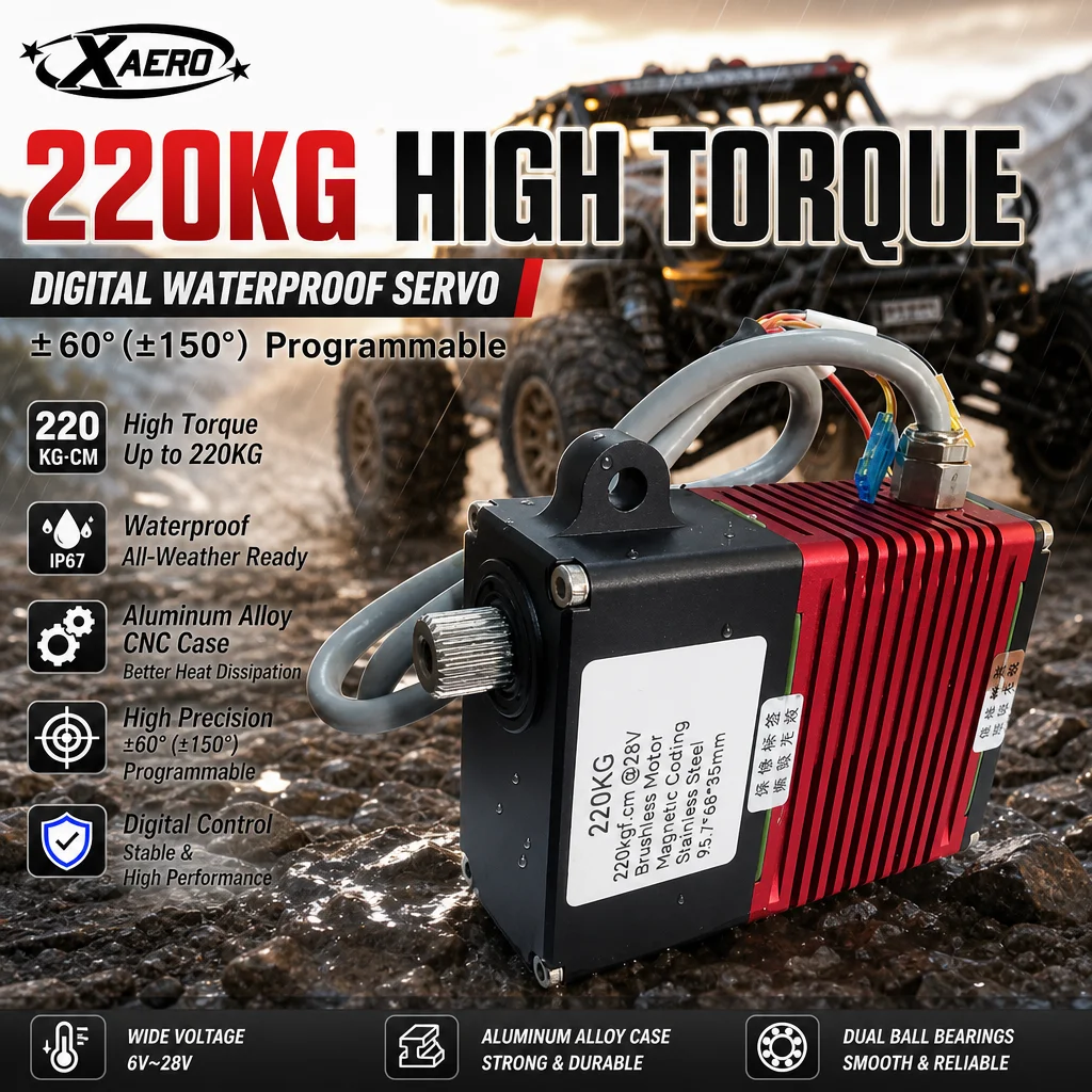 XAERO 220KG High Torque kit slot waterproof Alu alloy case ±60°(±150°)DIGITAL Servo
XAERO 220KG High Torque kit slot waterproof Alu alloy case ±60°(±150°)DIGITAL Servo