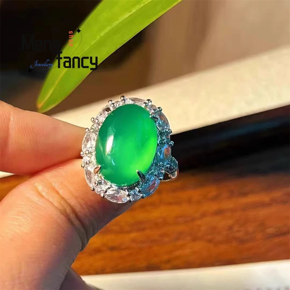 High-Grade Popular A Silver-Inlaid High-Ice Green Chalcedony Lady'S Ring Made Of Jade Fashion Exquisite Jewelry Best Selling
High-Grade Popular A Silver-Inlaid High-Ice Green Chalcedony Lady'S Ring Made Of Jade Fashion Exquisite Jewelry Best Selling