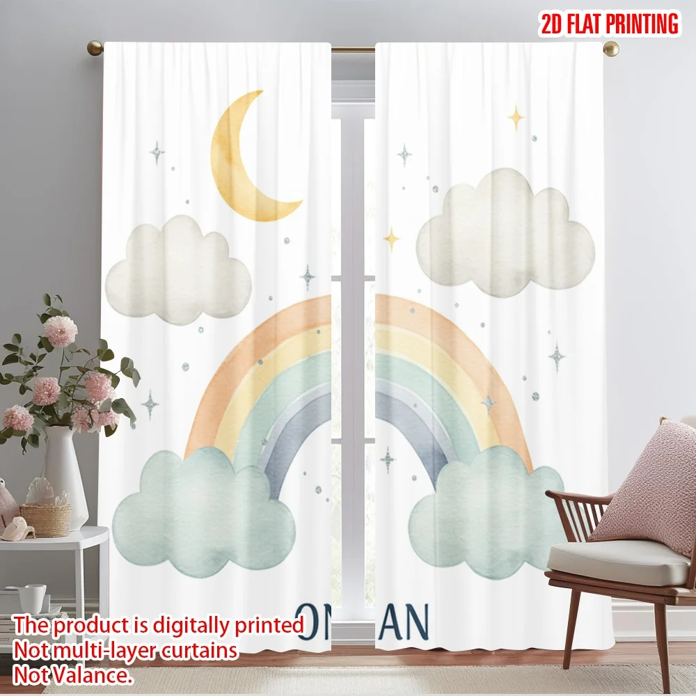2pcs 2D flat printing Curtains Cute Rainbow Cloud Moon Polyester Without Electricity Party Decorations for Indoor Celebrations
2pcs 2D flat printing Curtains Cute Rainbow Cloud Moon Polyester Without Electricity Party Decorations for Indoor Celebrations