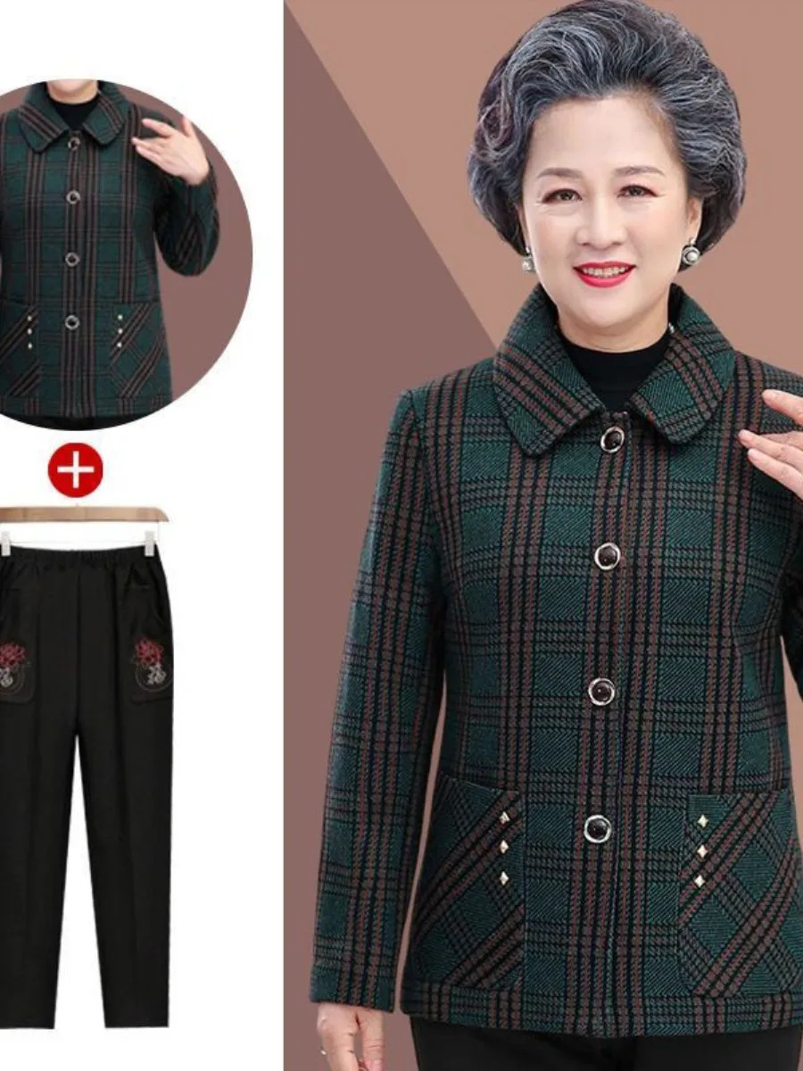 Women's Long Sleeve Woolen Coat Autumn Winter Fashion Outerwear Mom's 60 70 Years Old Multi-piece Set Elderly Ladies Wear
Women's Long Sleeve Woolen Coat Autumn Winter Fashion Outerwear Mom's 60 70 Years Old Multi-piece Set Elderly Ladies Wear