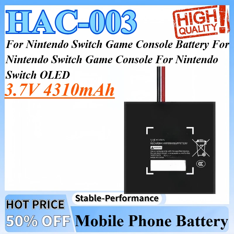 3.7V 4310mAh HAC-003 Battery For Nintendo Switch Game Console Battery For Nintendo Switch Game Console For Nintendo Switch OLED
3.7V 4310mAh HAC-003 Battery For Nintendo Switch Game Console Battery For Nintendo Switch Game Console For Nintendo Switch OLED