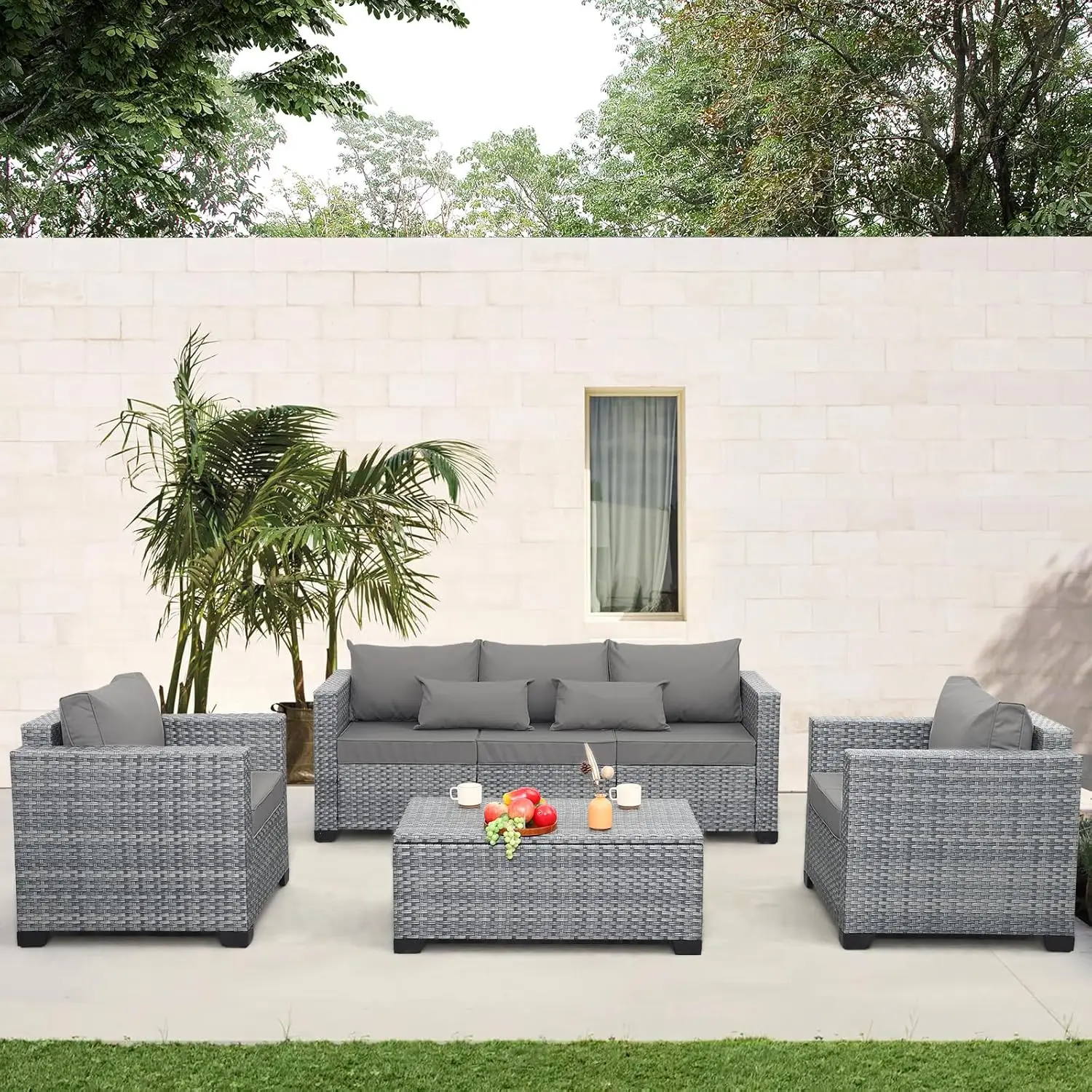 4 Piece Wicker Patio Furniture Sets Outdoor Conversation Set PE Rattan Sectional Sofa Couch with Storage Table , Customized
4 Piece Wicker Patio Furniture Sets Outdoor Conversation Set PE Rattan Sectional Sofa Couch with Storage Table , Customized