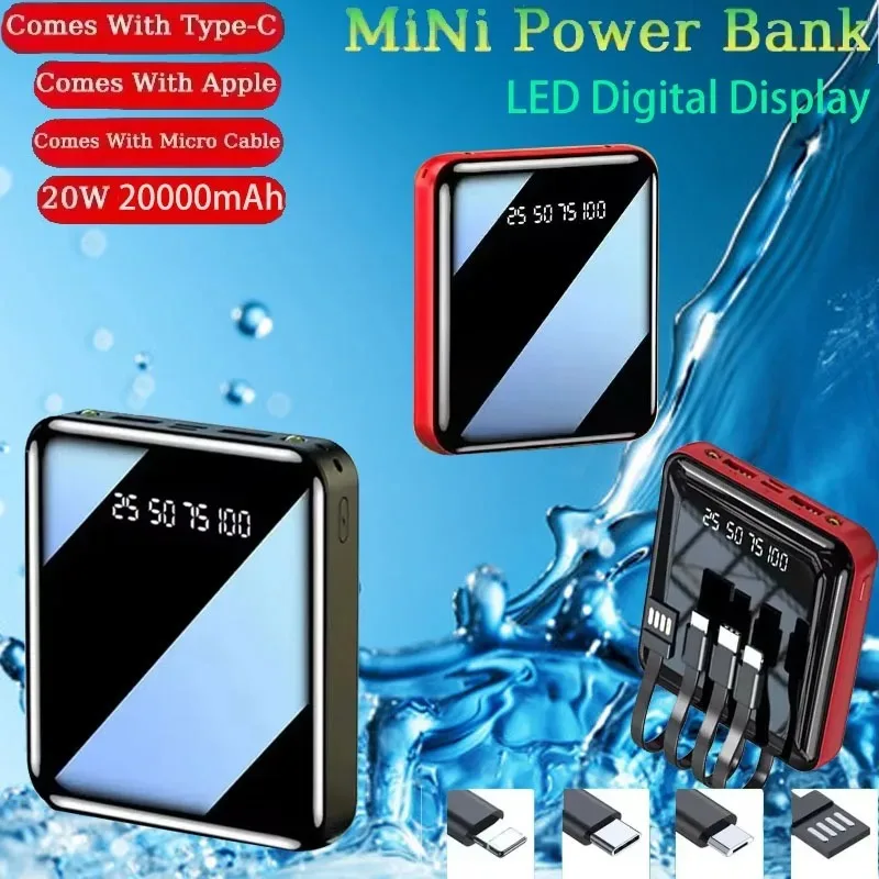 New20000mAh Mini Power Bank Portable Charger with Four Cables Mirror Screen LED Digital Display External Battery Pack Poverbank
New20000mAh Mini Power Bank Portable Charger with Four Cables Mirror Screen LED Digital Display External Battery Pack Poverbank