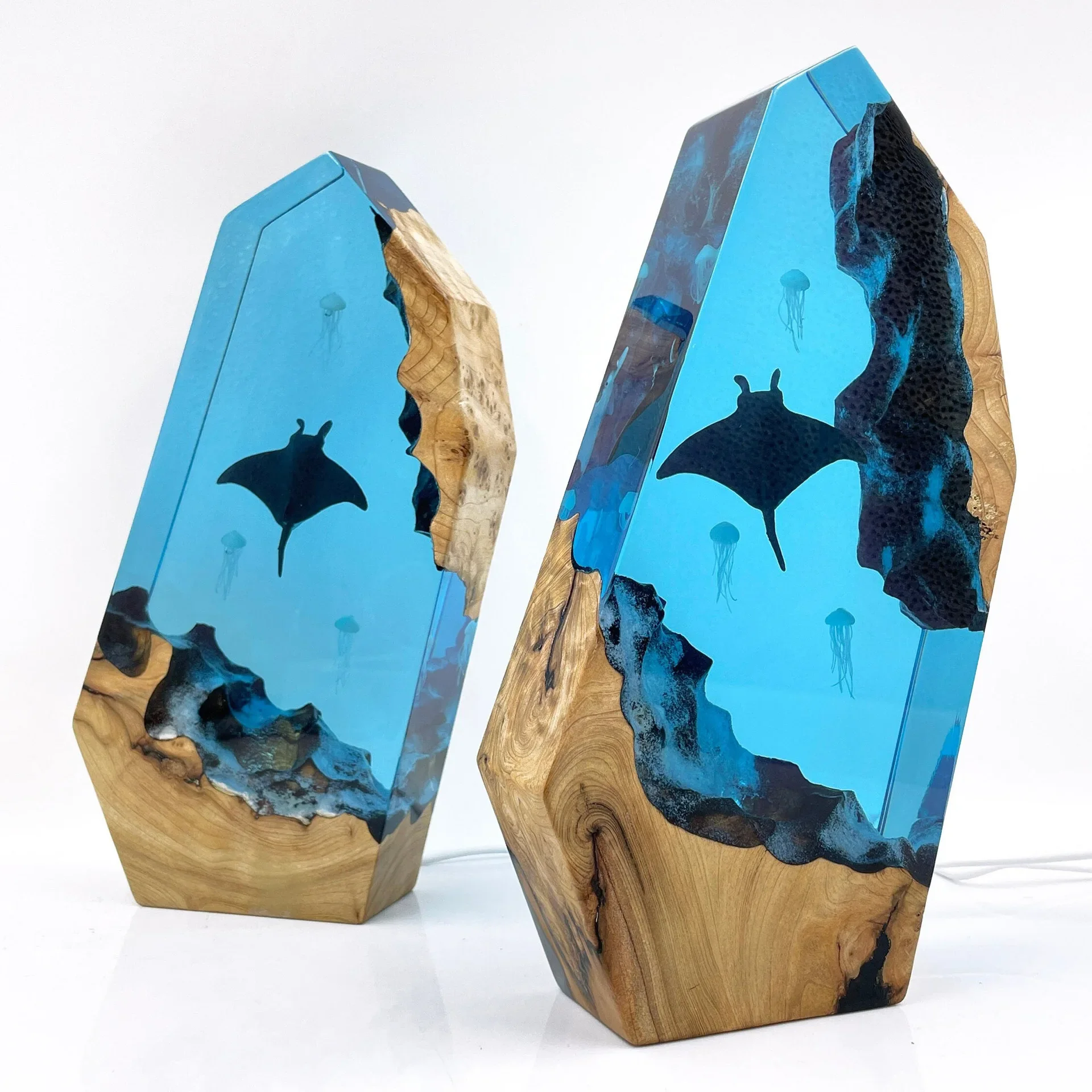 Jellyfish Night Light Resin Wood Light Blue Ocean Miniature Home Decor Mother's Day Gift
Jellyfish Night Light Resin Wood Light Blue Ocean Miniature Home Decor Mother's Day Gift