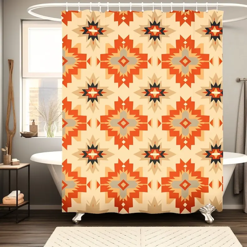 Modern Aztec Shower Curtain: Geometric Pattern Bathroom Decor
Modern Aztec Shower Curtain: Geometric Pattern Bathroom Decor
