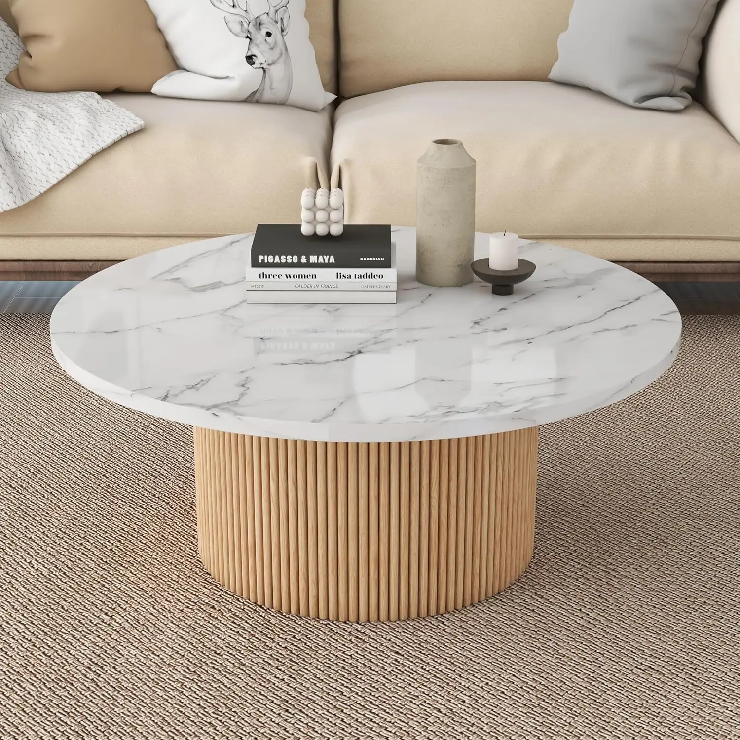 Round Coffee Table, 36" Coffee Tables for Living Room, Rustic Wood Base and Marble Desktop with Modern Design Home, Customized
Round Coffee Table, 36" Coffee Tables for Living Room, Rustic Wood Base and Marble Desktop with Modern Design Home, Customized