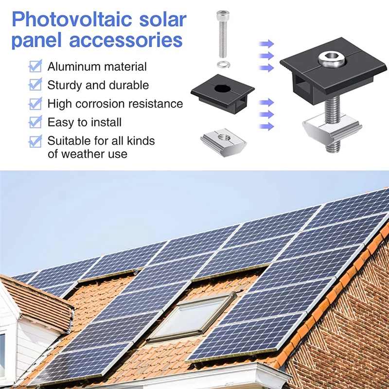 A45M-6 Pack Centre Clamp 30Mm Black T-Shaped Centre Clamp Photovoltaic Adjustable Solar Panel Centre Clamp For Solar Panel
A45M-6 Pack Centre Clamp 30Mm Black T-Shaped Centre Clamp Photovoltaic Adjustable Solar Panel Centre Clamp For Solar Panel
