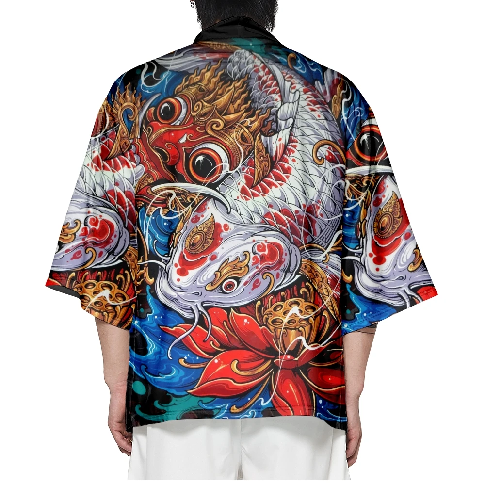Yukata Samurai Clothes Men Carp Print Cardigan Jacket Japanese Women Kimono Streetwear
Yukata Samurai Clothes Men Carp Print Cardigan Jacket Japanese Women Kimono Streetwear