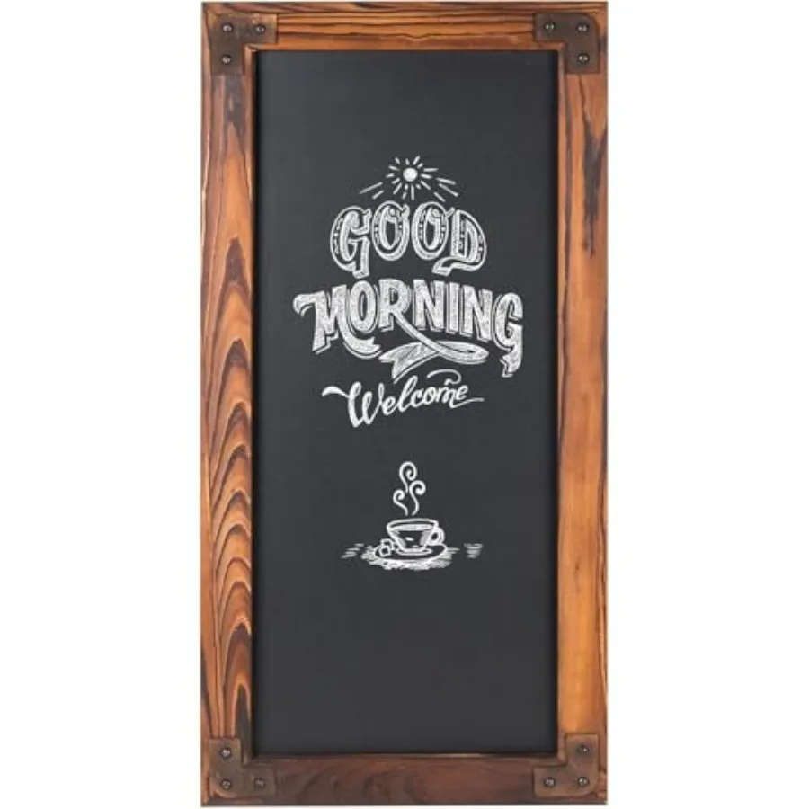 Large Chalkboard Sign Wall-Mounted - 12 x 25-Inch Burnt Wood Frame Erasable Blackboard with Metal Accent Corners
Large Chalkboard Sign Wall-Mounted - 12 x 25-Inch Burnt Wood Frame Erasable Blackboard with Metal Accent Corners