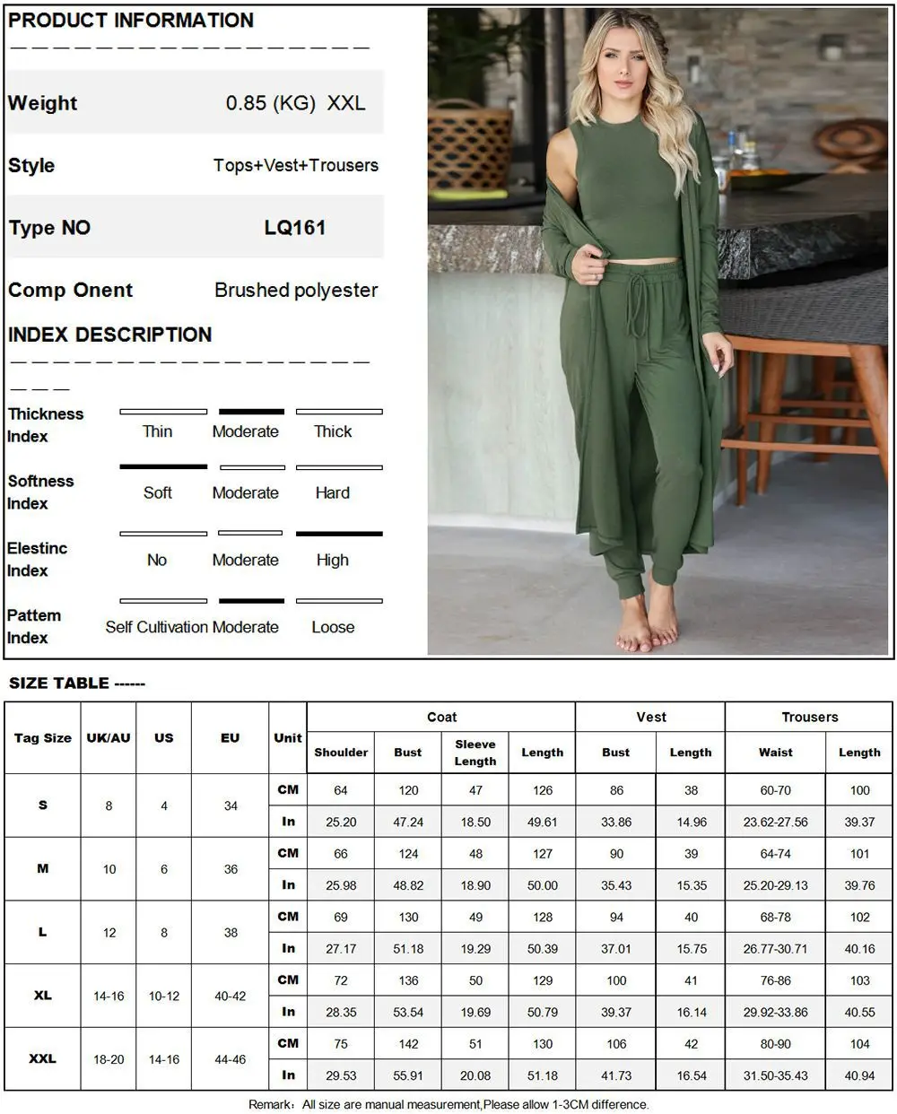 Fashionable Three-Piece Set for Women 2025 Summer Season Comfortable Casual Cross-Border Polyester Long Sleeve Vest Pants 1 Sc6cb8097087949929a247510f491a0c6K