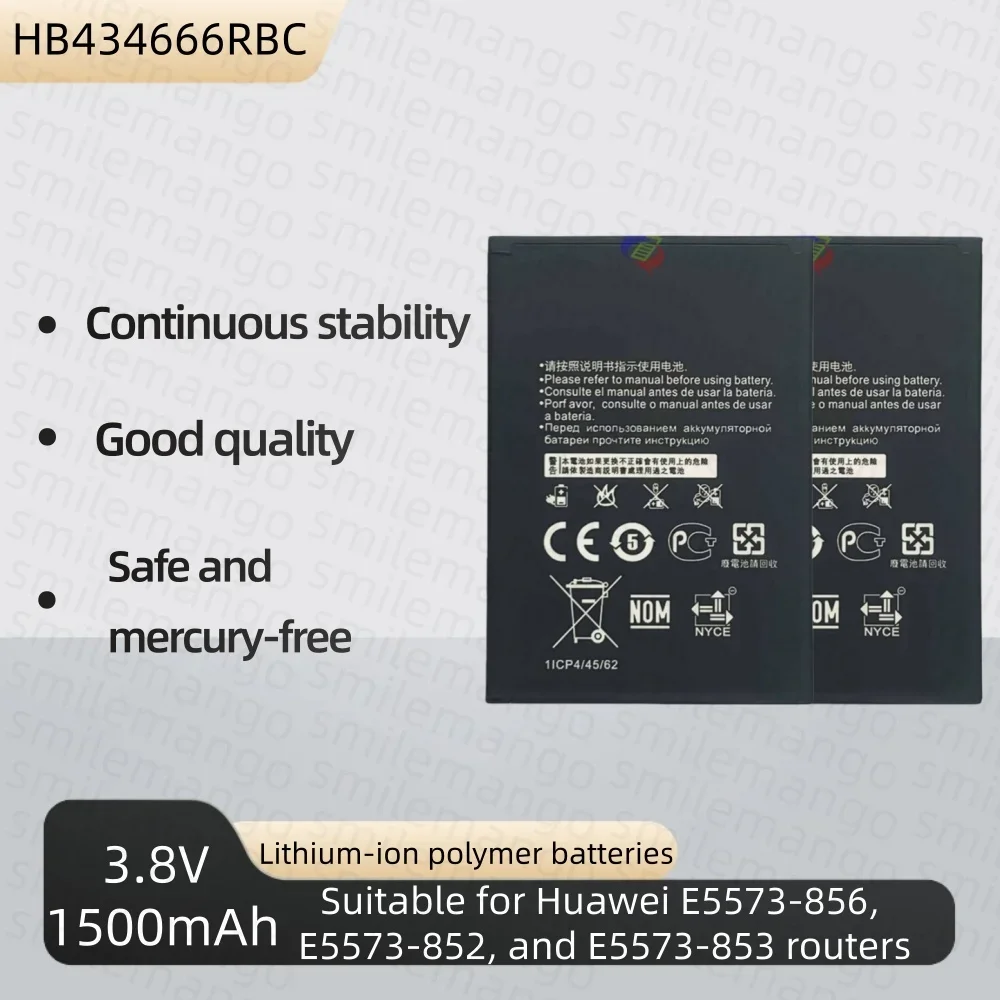 High Capacity 1500mAh HB434666RBC Battery For Huawei Router E5573 E5573S E5573s-32 E5573S-320 E5573s-606 -806 Batteries
High Capacity 1500mAh HB434666RBC Battery For Huawei Router E5573 E5573S E5573s-32 E5573S-320 E5573s-606 -806 Batteries