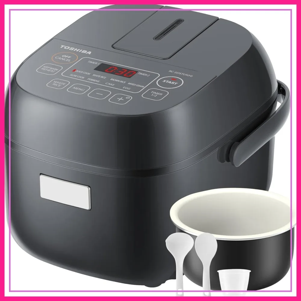 Mini Rice Cooker 3-Cup Uncooked, LCD Display 8 Functions, NonStick Inner Pot, Grey
Mini Rice Cooker 3-Cup Uncooked, LCD Display 8 Functions, NonStick Inner Pot, Grey
