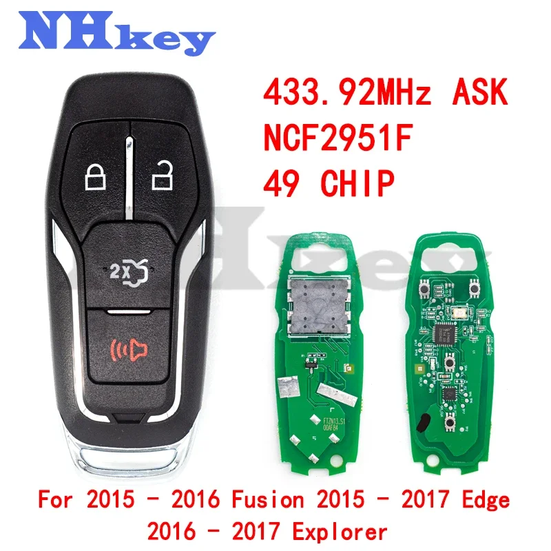 NHKEY NCF2951F / HITAG PRO / 49 чип ASK 433,92 МГц смарт-ключ без ключа 2015 - 2016 Fusion Edge Explorer
NHKEY NCF2951F / HITAG PRO / 49 чип ASK 433,92 МГц смарт-ключ без ключа 2015 - 2016 Fusion Edge Explorer
