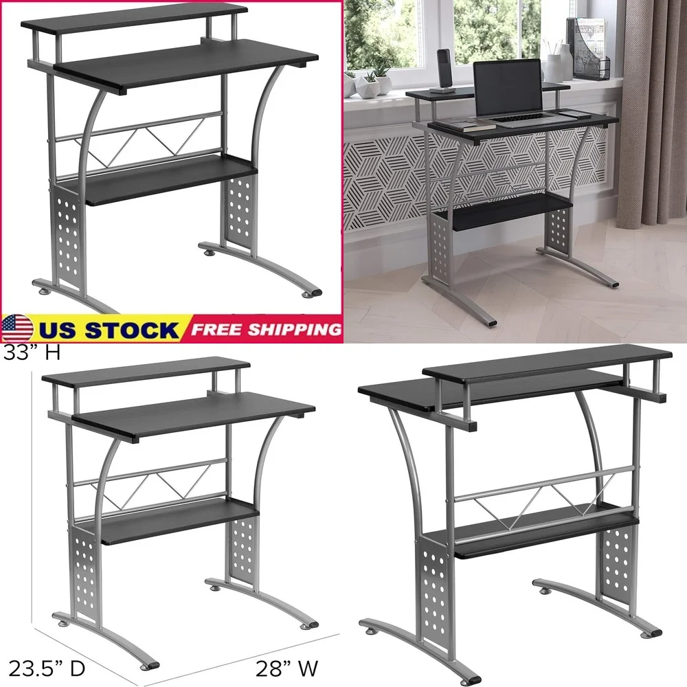 Computer DesksModern Compact Computer Desk with Storage Shelves Black Metal Home Office
Computer DesksModern Compact Computer Desk with Storage Shelves Black Metal Home Office