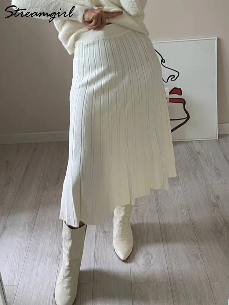 Women Pleated Knit Skirt Long Autumn Winter Elastic Waist White Maxi Skirts For Women Solid Gray Women's Knitted Long Skirt
Women Pleated Knit Skirt Long Autumn Winter Elastic Waist White Maxi Skirts For Women Solid Gray Women's Knitted Long Skirt