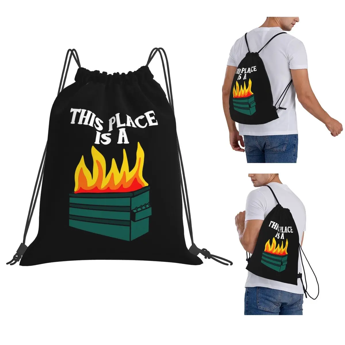 This Place Is A Dumpster Fire Backpacks Casual Drawstring Bags Storage Bag Book Bags for Travel Students
This Place Is A Dumpster Fire Backpacks Casual Drawstring Bags Storage Bag Book Bags for Travel Students