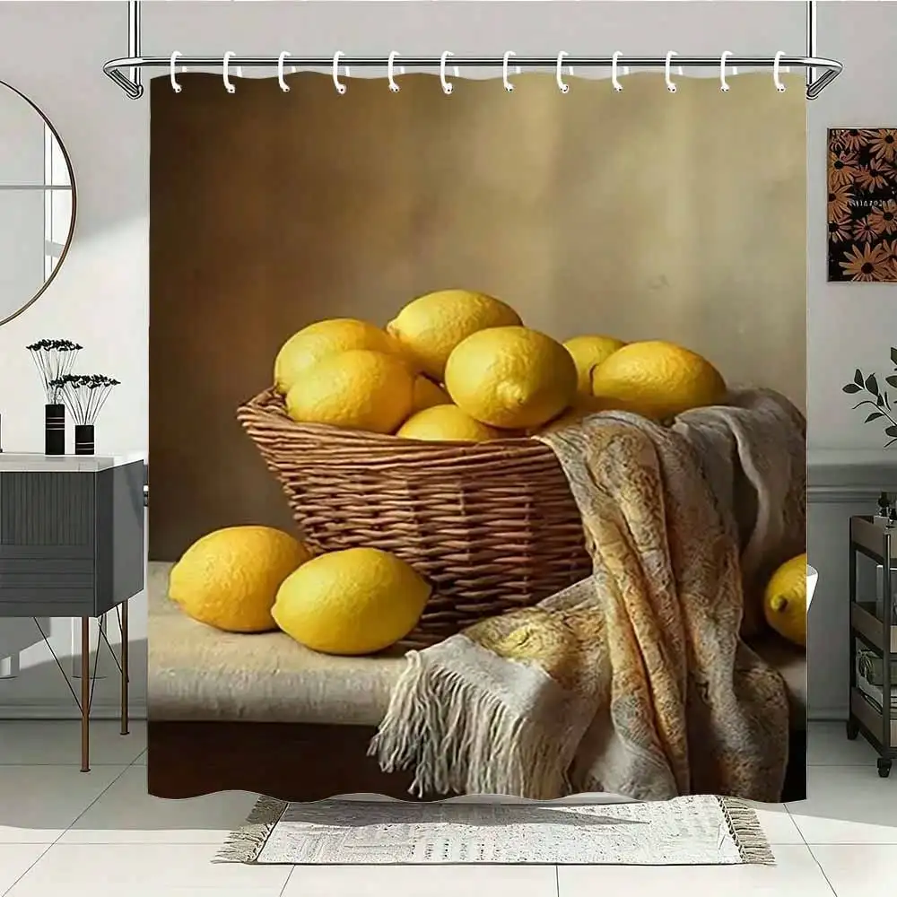 1Pc 2D Flat Still Life Lemons In Basket Print Shower Curtain - Durable Polyester Bathroom Curtain, Lightweight & Quick Dry Bathtub Curtain, Easy Hang & Hine Washable, Ideal For Rustic & Farmhouse Home Decor, Perfect For Cozy Apartment Bathrooms & Warm Tch
1Pc 2D Flat Still Life Lemons In Basket Print Shower Curtain - Durable Polyester Bathroom Curtain, Lightweight & Quick Dry Bathtub Curtain, Easy Hang & Hine Washable, Ideal For Rustic & Farmhouse Home Decor, Perfect For Cozy Apartment Bathrooms & Warm Tch