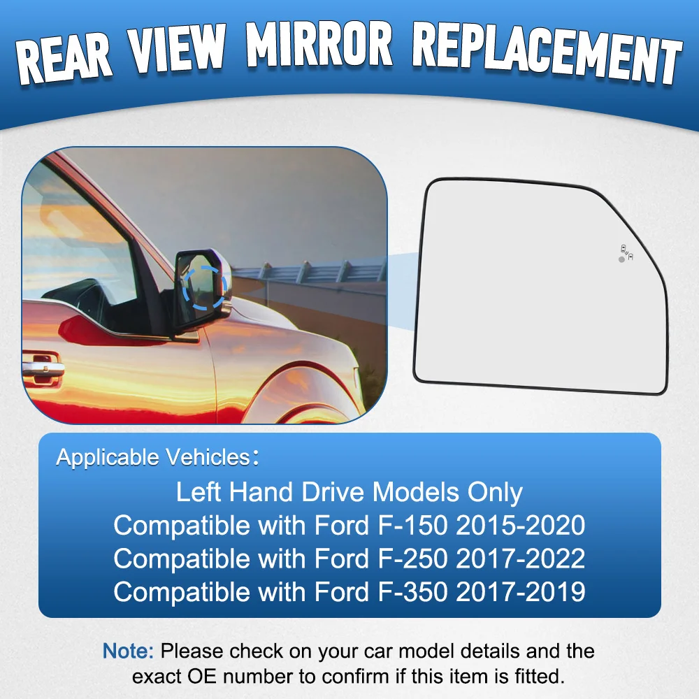 Side Wing Mirror Glass Heated for Ford F-150 2015-2020 F-250 2017-2022 F-350 2017-2019 Tow Mirror Blind Spot
Side Wing Mirror Glass Heated for Ford F-150 2015-2020 F-250 2017-2022 F-350 2017-2019 Tow Mirror Blind Spot