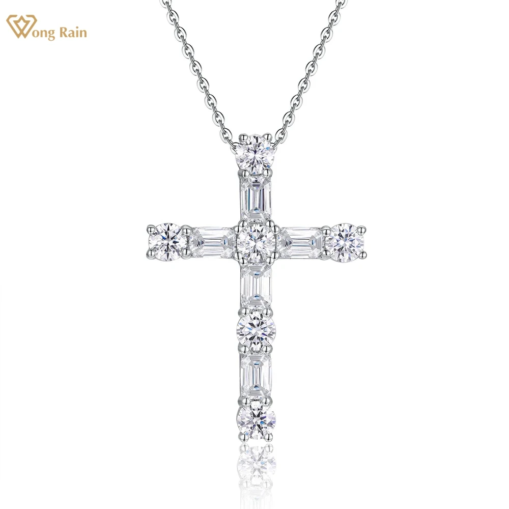 Wong Rain 100% 925 Sterling Silver VVS1 3EX D Color Real Moissanite Diamonds Gemstone Cross Pendant Necklace Fine Jewelry GRA
Wong Rain 100% 925 Sterling Silver VVS1 3EX D Color Real Moissanite Diamonds Gemstone Cross Pendant Necklace Fine Jewelry GRA