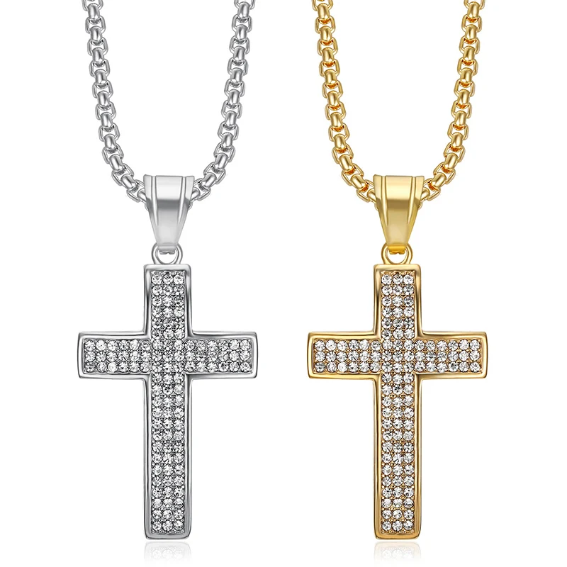 Hip Hop Bling Iced Out Stainless Steel Cross Pendants Necklace for Men Rapper Jewelry Gold Silver Color Drop Shipping
Hip Hop Bling Iced Out Stainless Steel Cross Pendants Necklace for Men Rapper Jewelry Gold Silver Color Drop Shipping