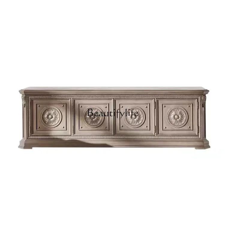 American solid wood TV cabinet coffee table combination light luxury French retro engraving
American solid wood TV cabinet coffee table combination light luxury French retro engraving