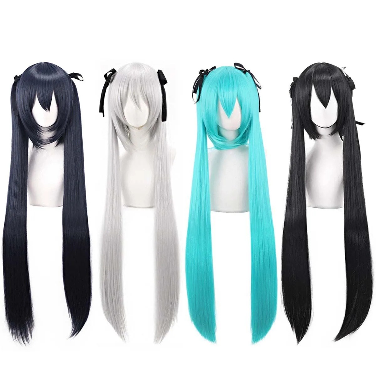 Women Halloween Party Miku Cosplay 100cm Long Straight Aqua Blue Synthetic Hair Wig with Black Ribbon
Women Halloween Party Miku Cosplay 100cm Long Straight Aqua Blue Synthetic Hair Wig with Black Ribbon