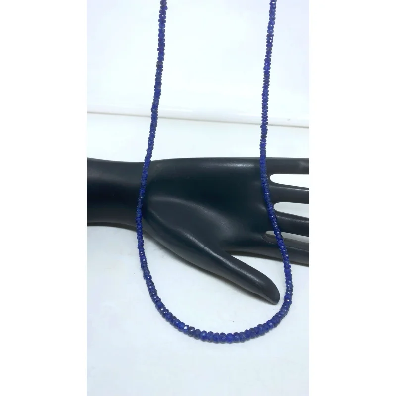 Handmade Blue Sapphire Faceted Bead Necklace Sterling Silver Clasp
Handmade Blue Sapphire Faceted Bead Necklace Sterling Silver Clasp