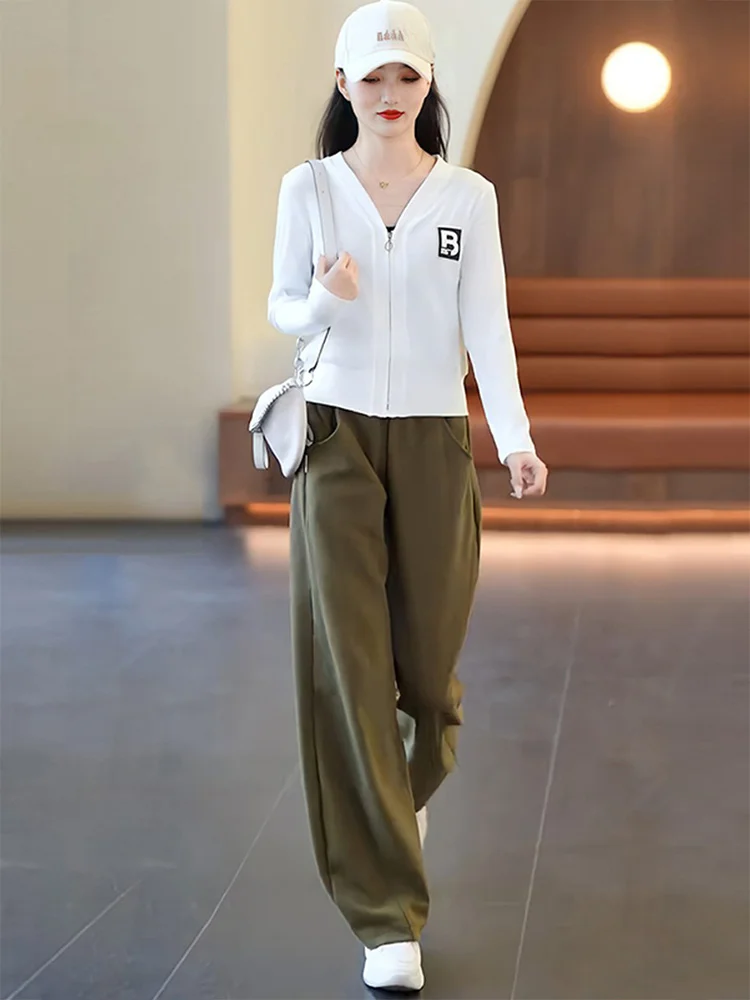 Fashionable Sportswear Set Women's Long Sleeve T-Shirt Casual Sweatshirt Sweatpants Two-Piece Suit V-Neck Zipper Closure
Fashionable Sportswear Set Women's Long Sleeve T-Shirt Casual Sweatshirt Sweatpants Two-Piece Suit V-Neck Zipper Closure