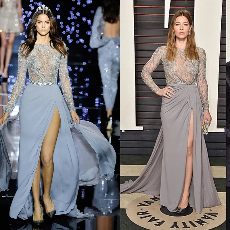 L422 Zuhair Murad Blur Gray Long Sleeves beaded Chiffon vestidos de fiesta فساتين سهره evening dresses
L422 Zuhair Murad Blur Gray Long Sleeves beaded Chiffon vestidos de fiesta فساتين سهره evening dresses