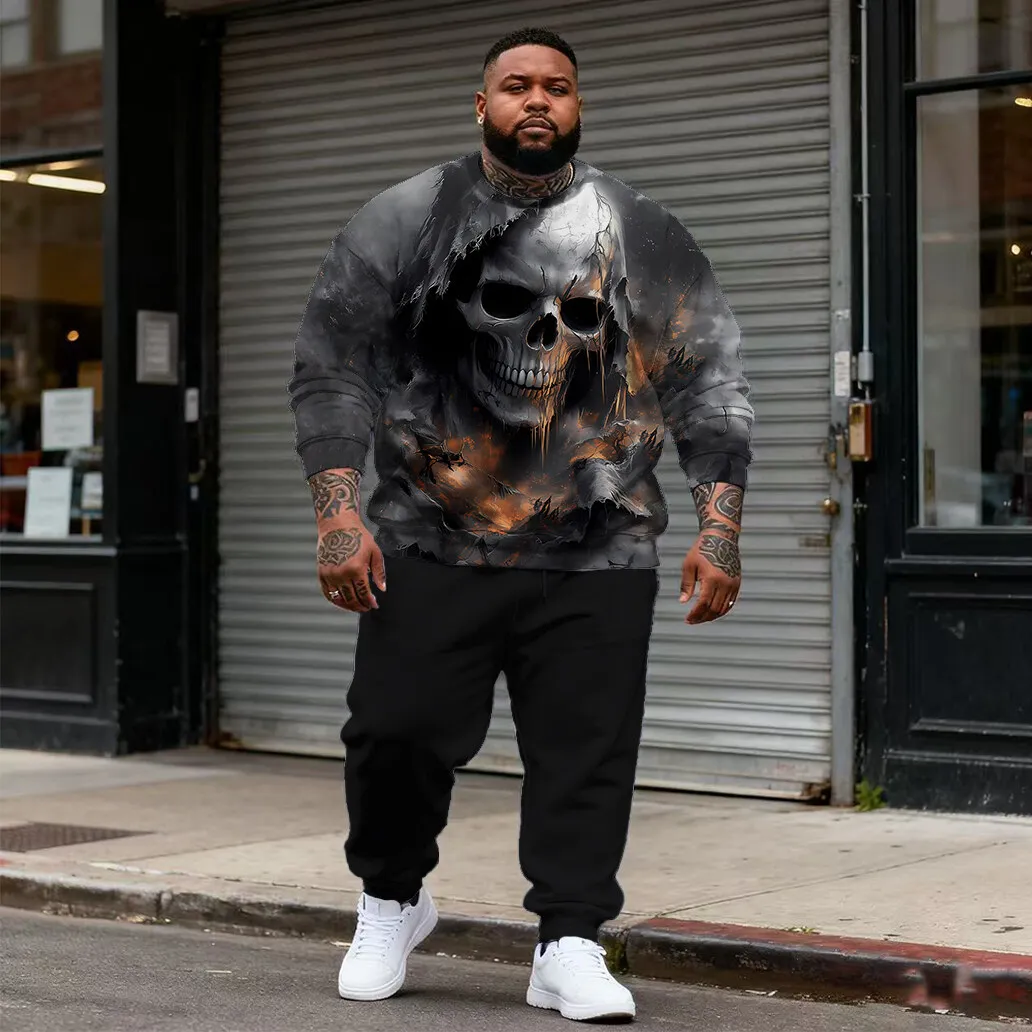 S-9xl plus size Big & Tall Men's Hoodie Set: Skull Flair - 2-Piece Casual-Edgy, Durable Fabric, Stylish Skull Stitch Accents
S-9xl plus size Big & Tall Men's Hoodie Set: Skull Flair - 2-Piece Casual-Edgy, Durable Fabric, Stylish Skull Stitch Accents