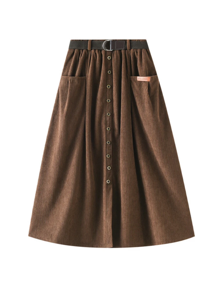 Winter Women Corduroy Skirts Fashion High Waist Pockets Skirt With Belt Solid A-Line Elastic Waist Skirts Casual Corduroy skirt
Winter Women Corduroy Skirts Fashion High Waist Pockets Skirt With Belt Solid A-Line Elastic Waist Skirts Casual Corduroy skirt