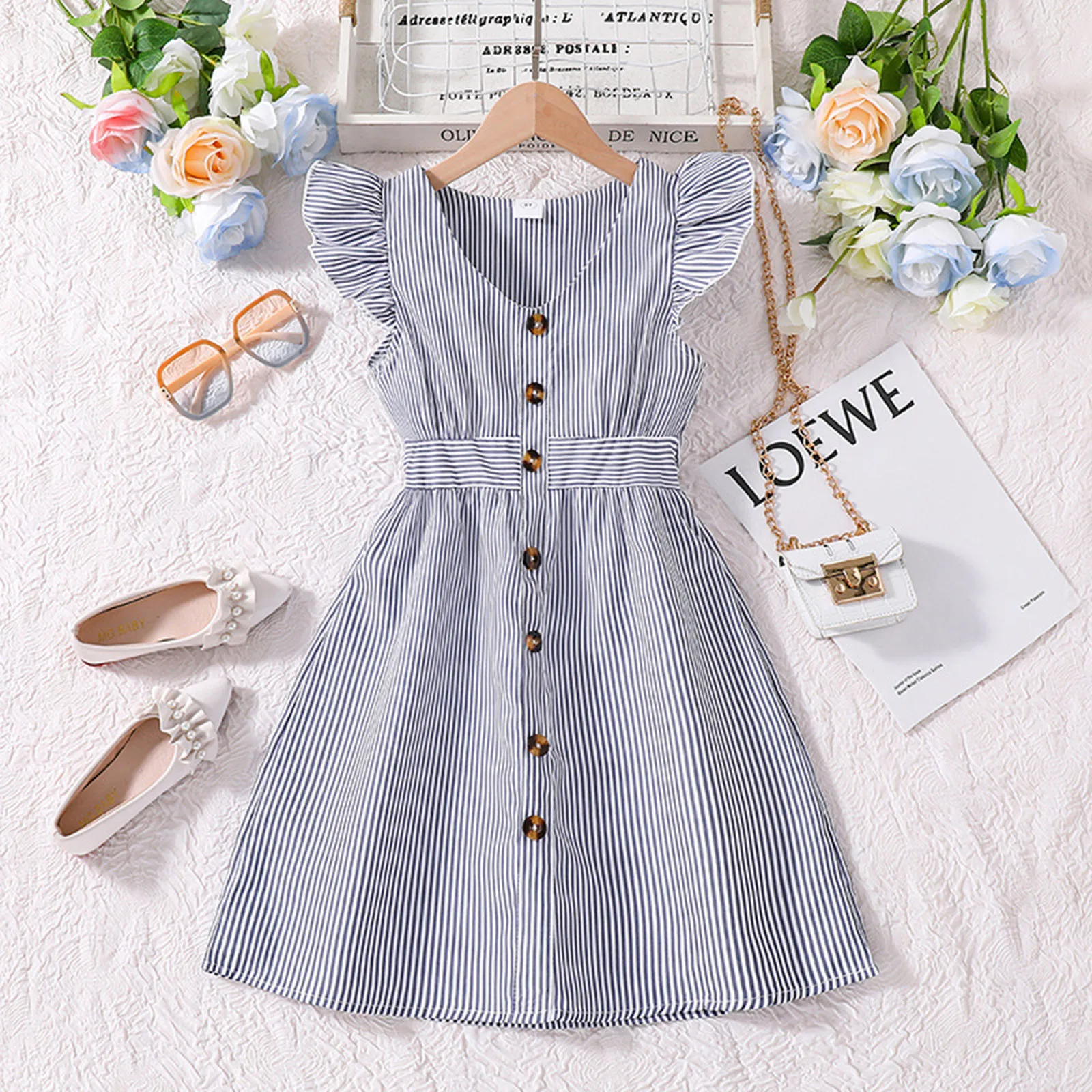 Girls Clothes Age 6 Children's Dress Summer Children's Dress New Flying Sleeve Striped Shirt Dress Children's Tween Dresses
Girls Clothes Age 6 Children's Dress Summer Children's Dress New Flying Sleeve Striped Shirt Dress Children's Tween Dresses